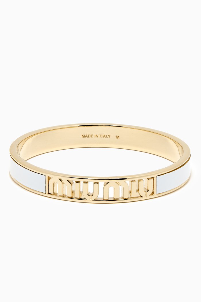 Enameled Logo Bracelet in Metal, White