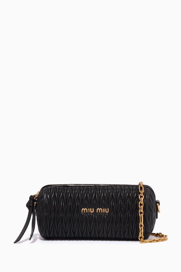 

Mini Shoulder Bag in Matelassé Nappa Leather, Black