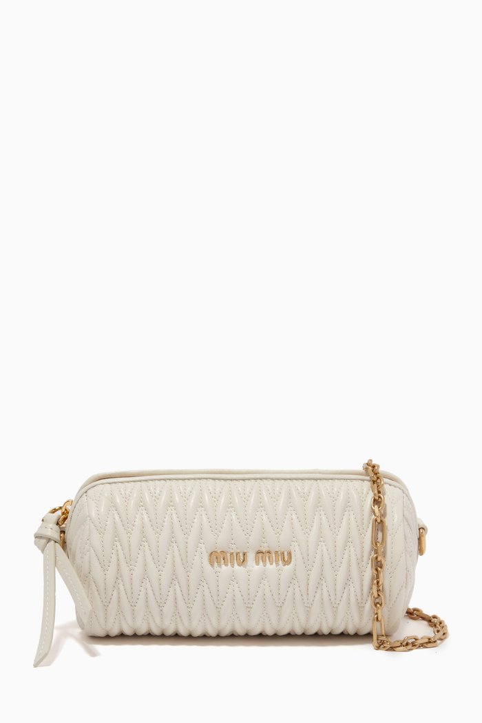 

Mini Shoulder Bag in Matelassé Nappa Leather, White