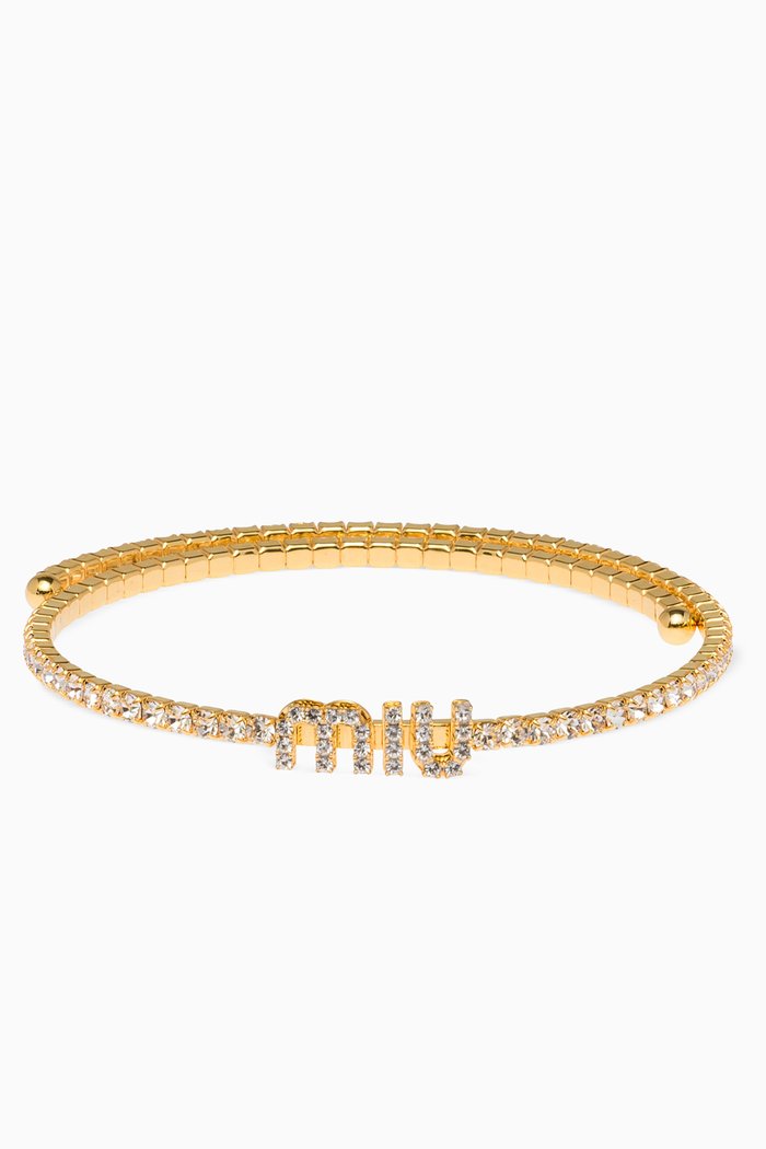 

Logo Crystal Necklace Choker in Palladium-finish Metal, Gold