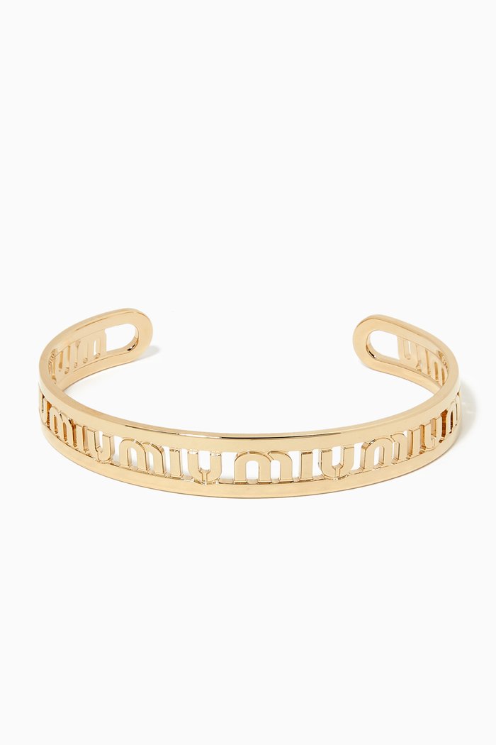 

Logo Cuff Bracelet in Metal, Gold