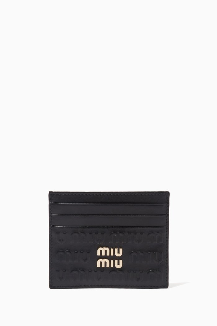 

Card Holder in Logo-embossed Leather, Black