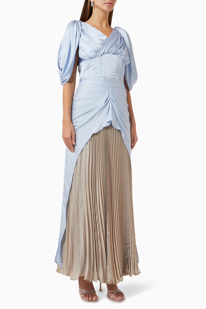 

Draped Pleated Dress, Blue