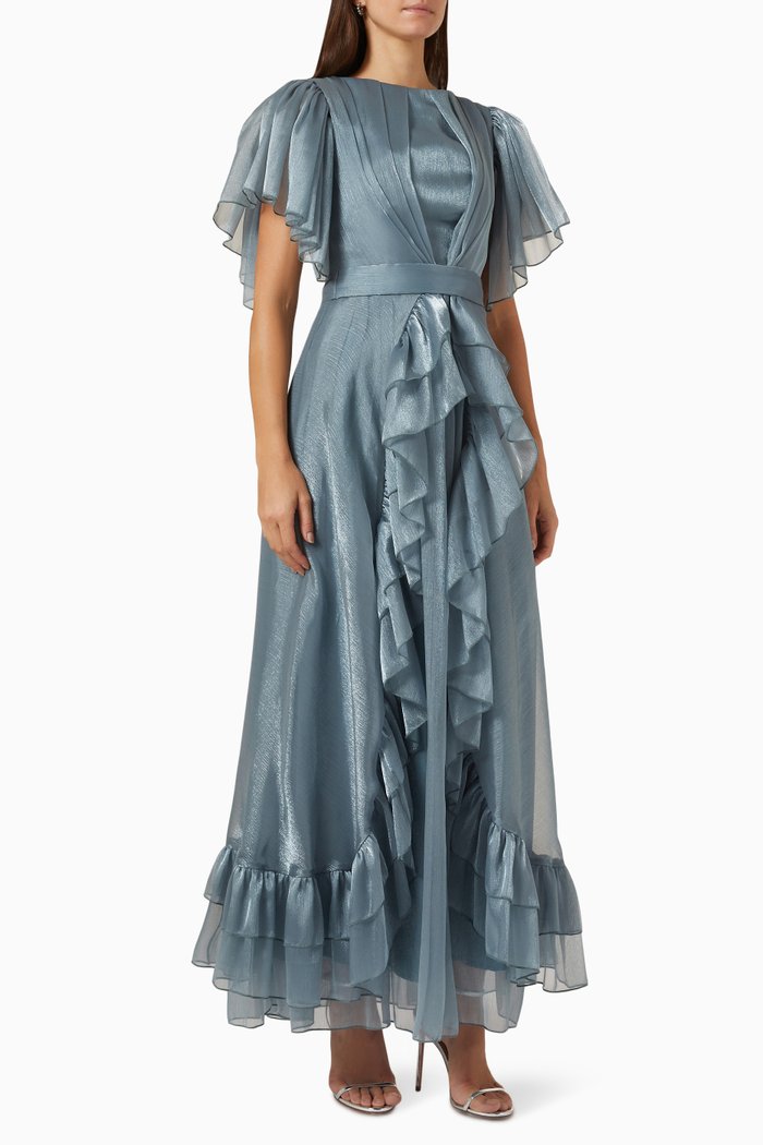 

Ruffle Belted Dress, Grey