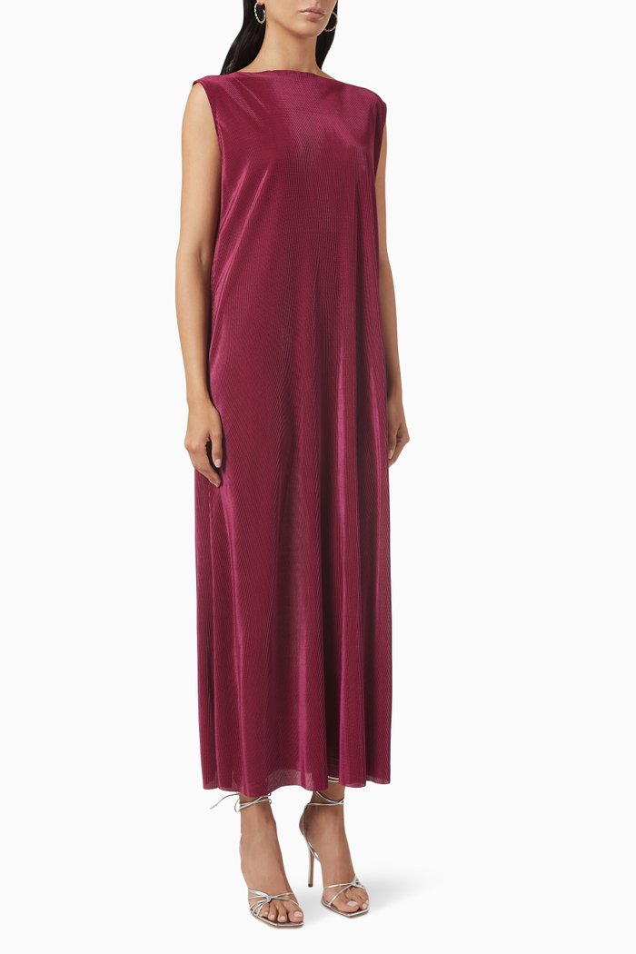 

Pleated Sleeveless Maxi Dress, Pink