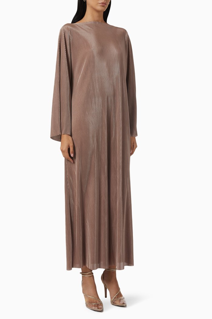 

Pleated Maxi Dress, Brown