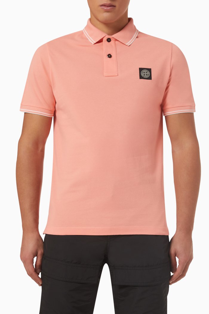 

Logo Polo Shirt in Cotton Piqué, Pink