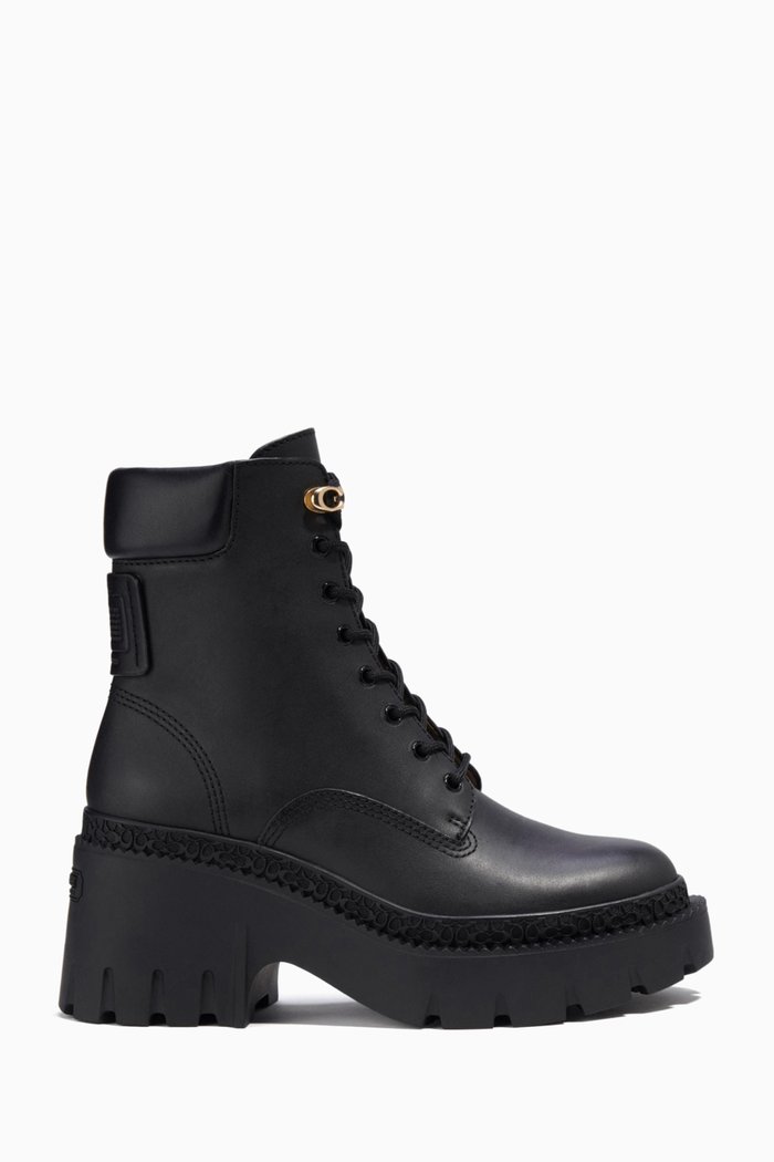 

Ainsely Combat Boots in Leather, Black
