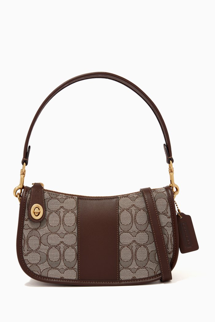 

Swinger Top Handle Bag in Signature Jacquard, Brown