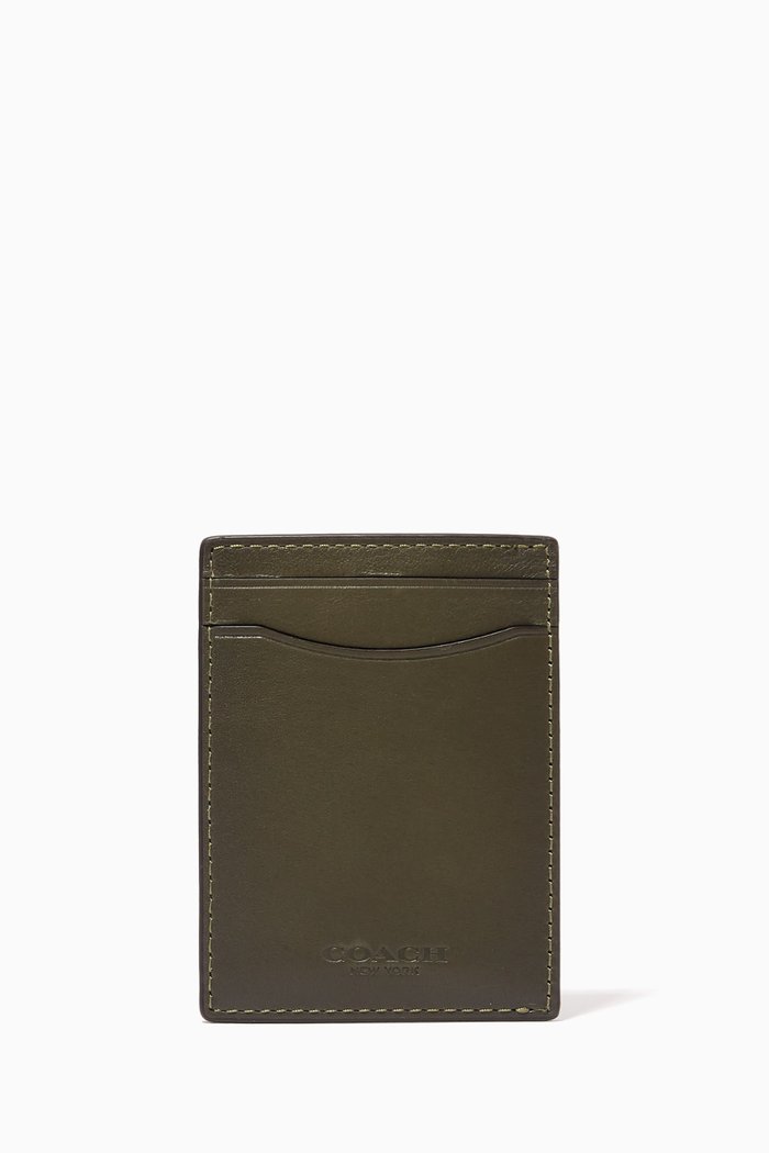 

Money Clip Card Case in Leather, Green