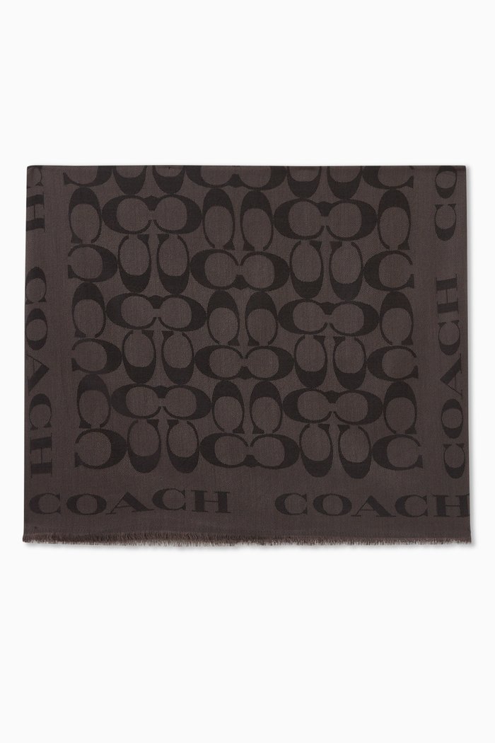 

Signature Logo-jacquard Scarf in Silk & Cotton, Black