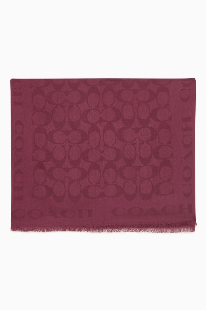 

Signature Logo-jacquard Scarf in Silk & Cotton, Purple