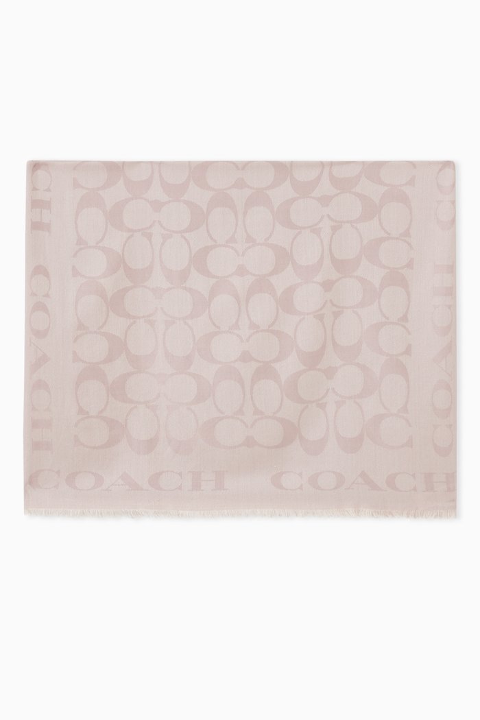 

Signature Logo-jacquard Scarf in Silk & Cotton, Grey