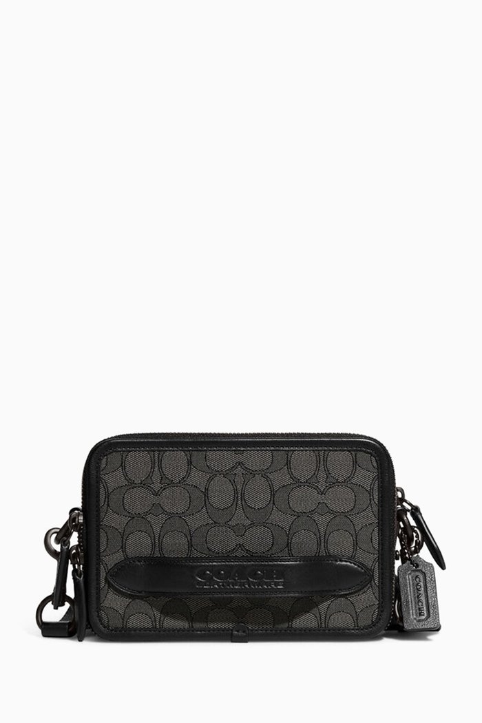 Charter Crossbody Bag in Signature Jacquard, Black