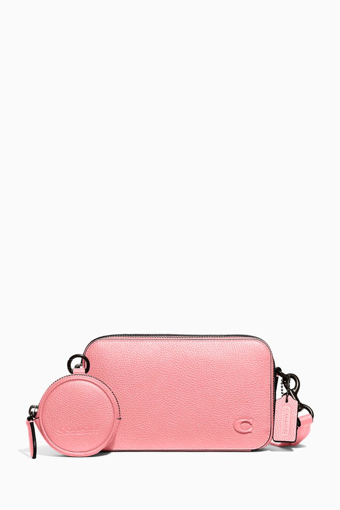

Charter Slim Crossbody Bag in Pebbled Leather, Pink