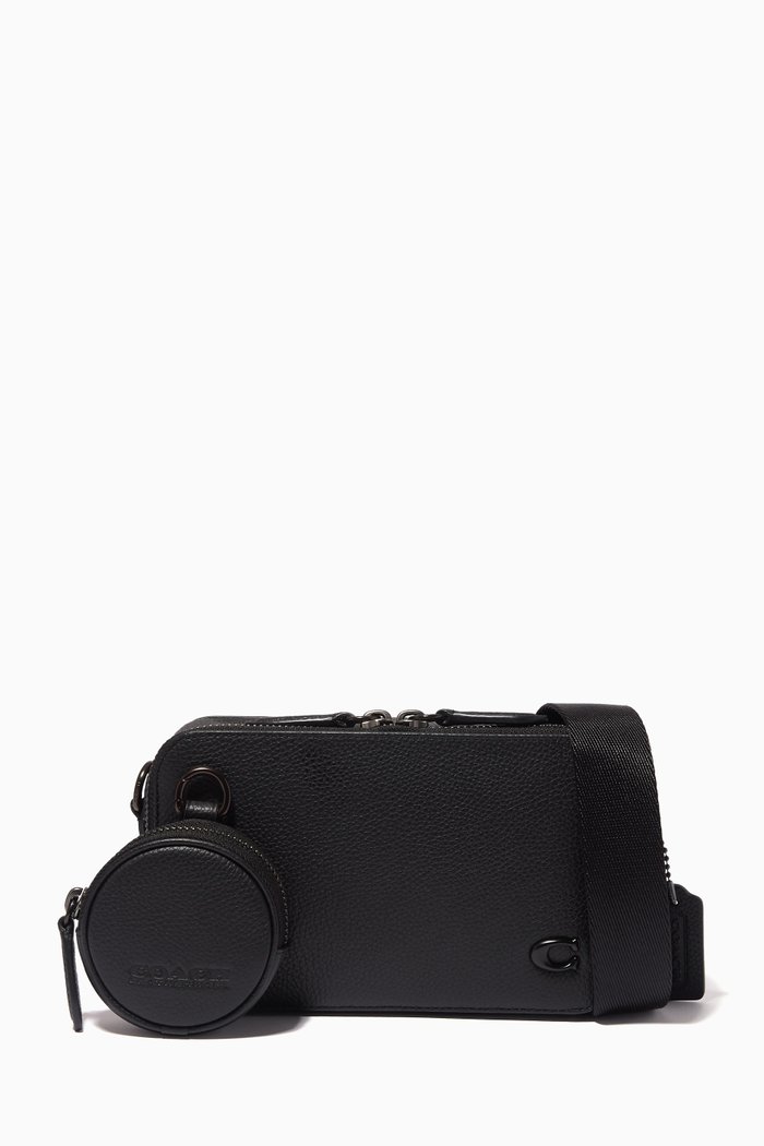 

Charter Slim Crossbody Bag in Pebbled Leather, Black