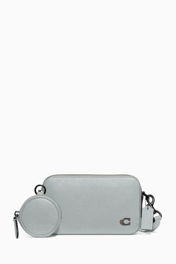 

Charter Slim Crossbody Bag in Pebbled Leather, Grey