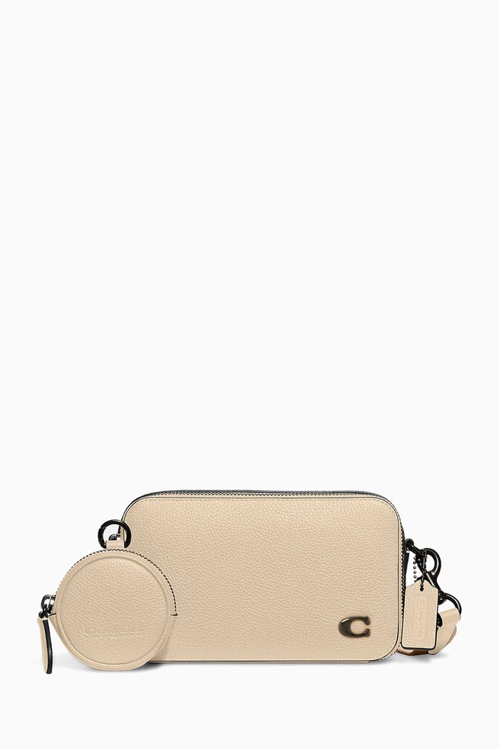 

Charter Slim Crossbody Bag in Pebbled Leather, White
