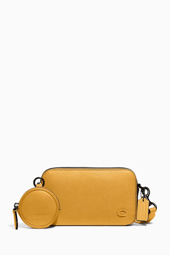 

Charter Slim Crossbody Bag in Pebbled Leather, Yellow