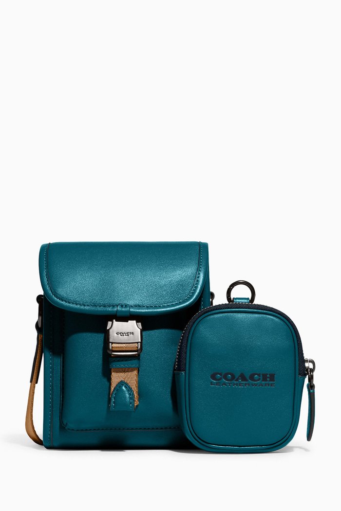 

Charter North/South Crossbody Bag & Hybrid Pouch in Calf Leather, Blue