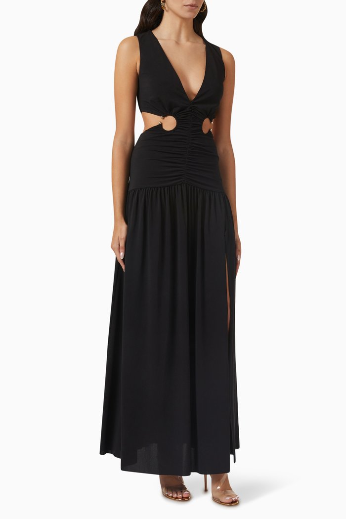 

Evoke V Cut-out Maxi Dress in Stretch-crepe, Black