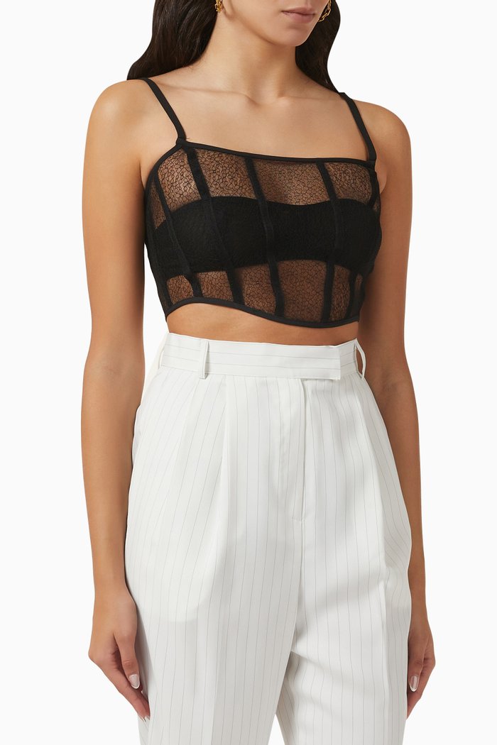 

Gabriella Lace Corset Top in Nylon, Black