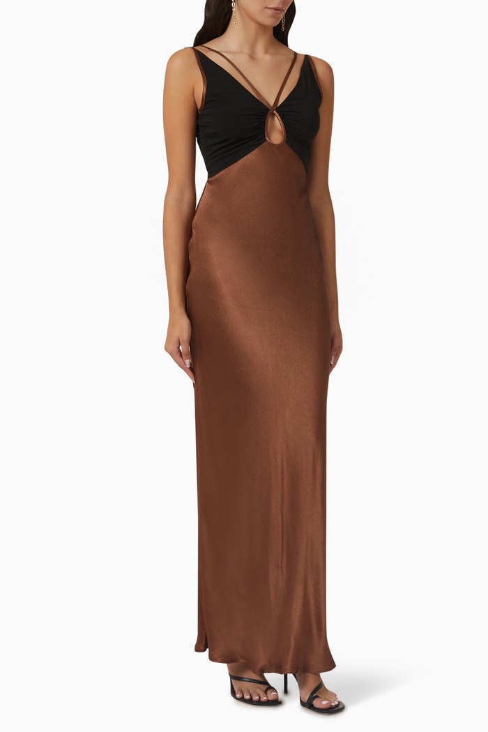 

Kehlani V-neck Maxi Dress in Viscose, Brown