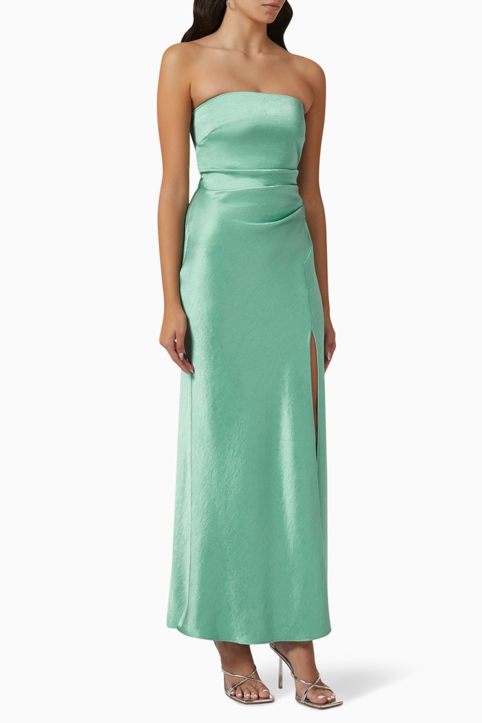 

Symone Strapless Maxi Dress in Satin-crêpe, Green