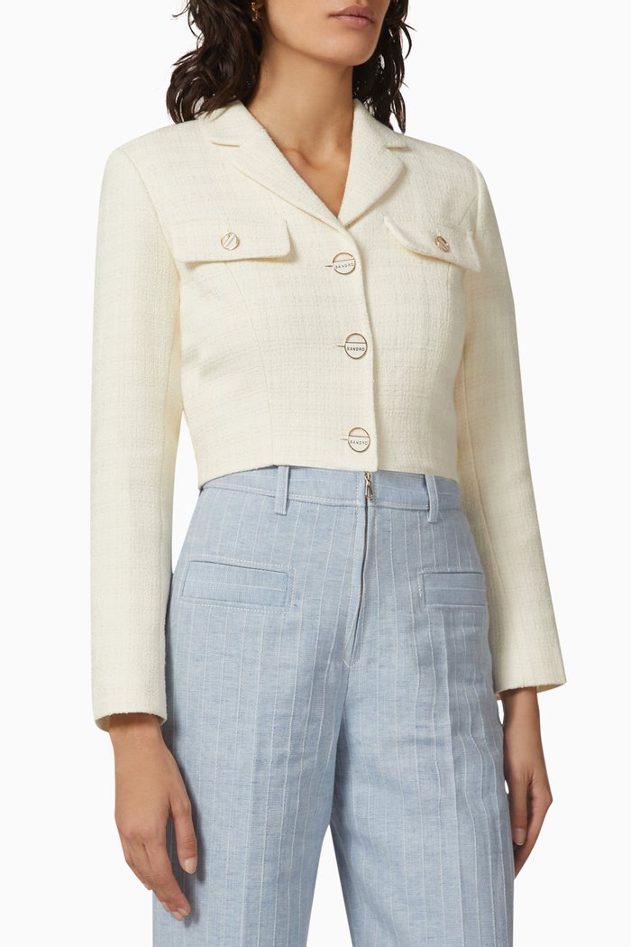 

Crop Jacket in Tweed, White