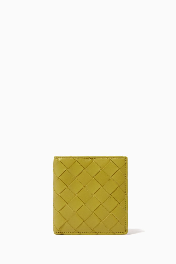 

Bi-fold Wallet in Intrecciato Calfskin, Yellow