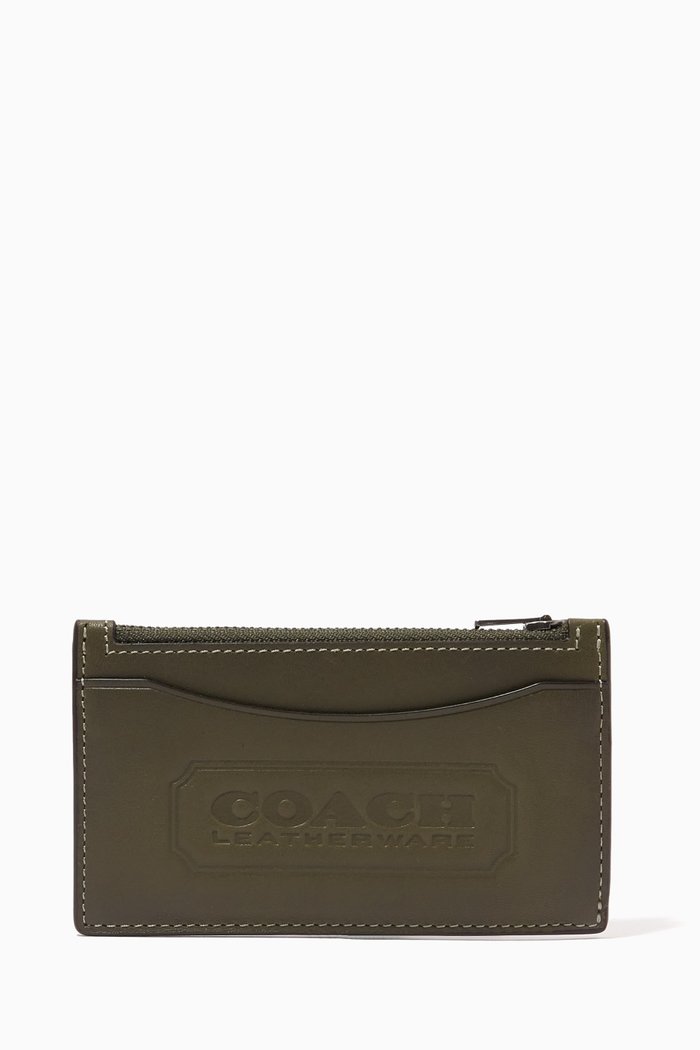 

Zip Card Case in Leather, Green