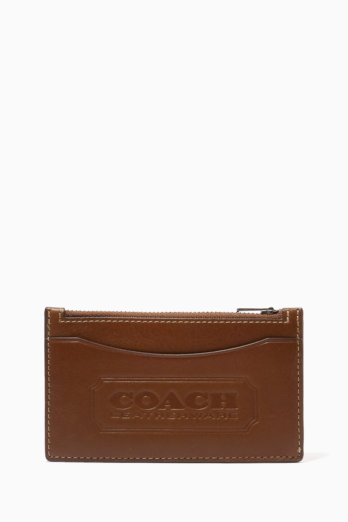 

Zip Card Case in Leather, Brown