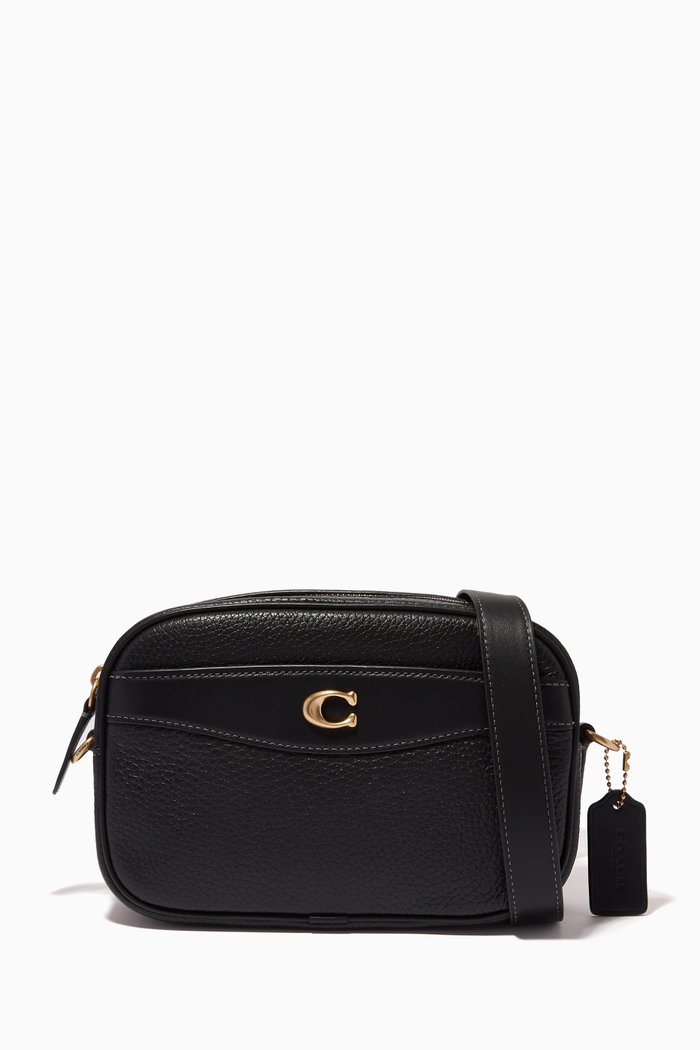 

Logo Camera Bag in Pebbled Leather, Black