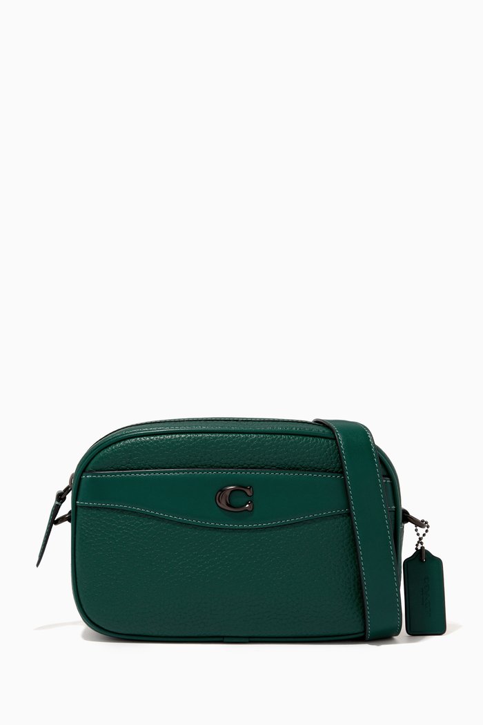 

Logo Camera Bag in Pebbled Leather, Brown