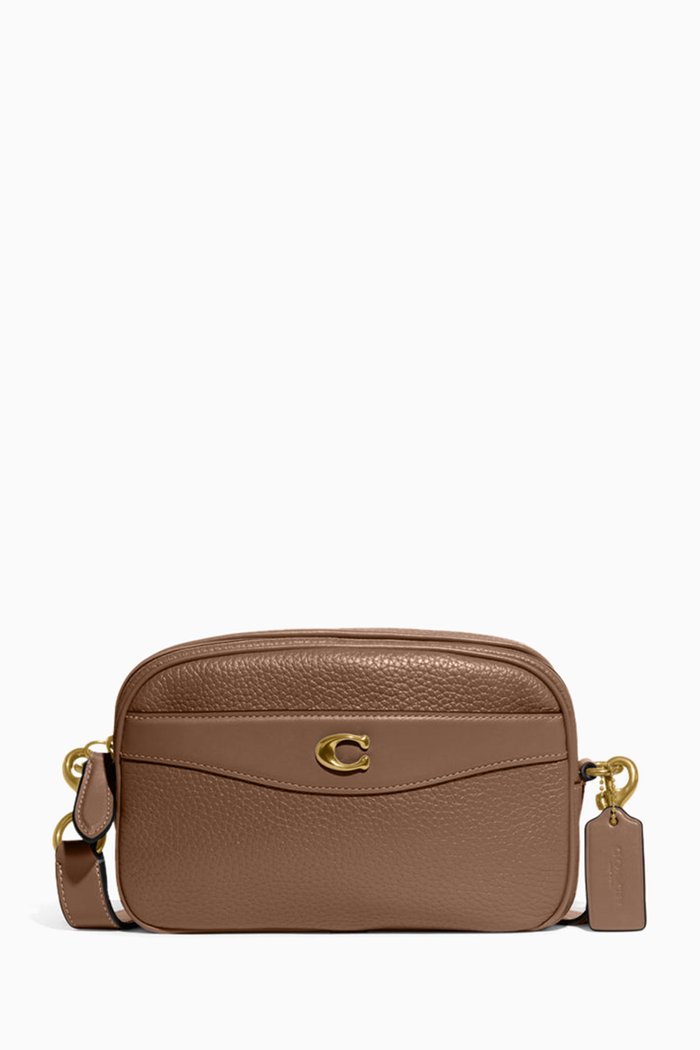 

Logo Camera Bag in Pebbled Leather, Grey