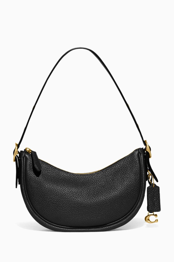 

Luna Shoulder Bag in Pebbled Leather, Black
