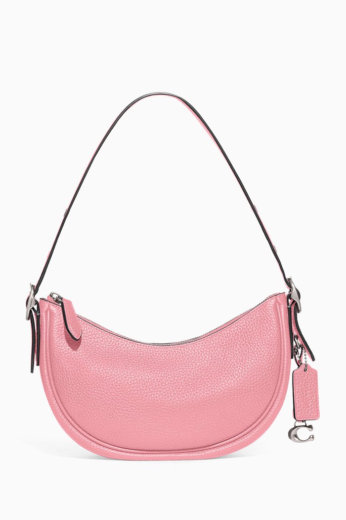 

Luna Shoulder Bag in Pebbled Leather, Pink