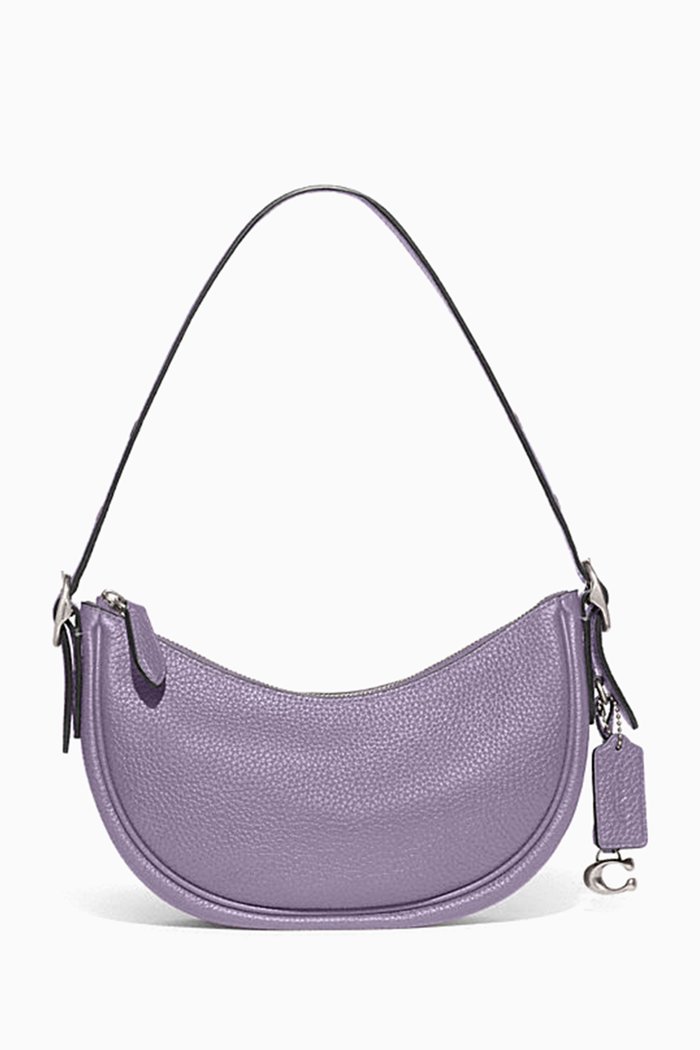 

Luna Shoulder Bag in Pebbled Leather, Purple