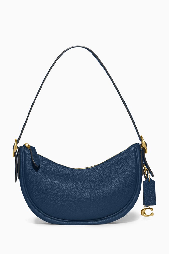 

Luna Shoulder Bag in Pebbled Leather, Blue