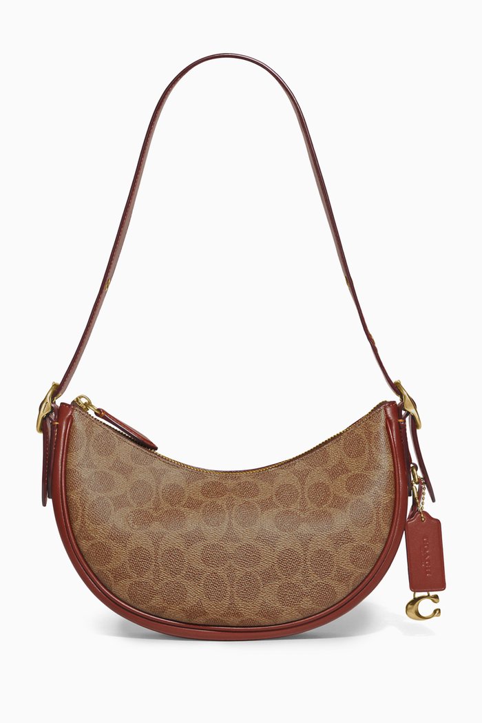 

Luna Signature-print Shoulder Bag in Coated-canvas & Leather, Brown