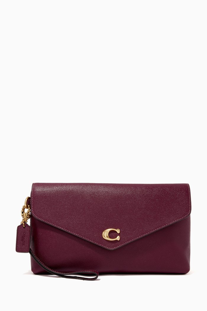 

Wyn Clutch in Crossgrain Leather, Burgundy