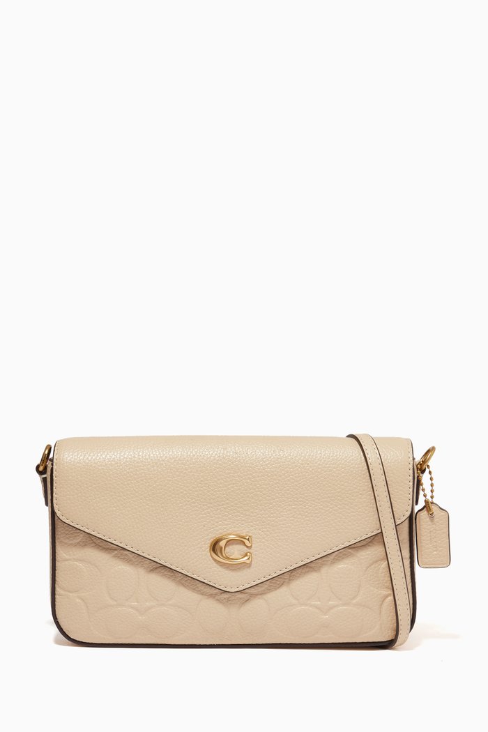 

Wyn Logo Crossbody Bag in Pebbled Leather, White