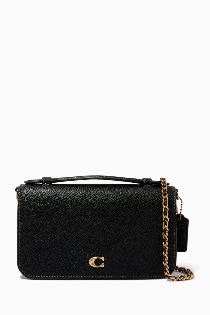 Bea Crossbody Bag in Crossgrain Leather, Black