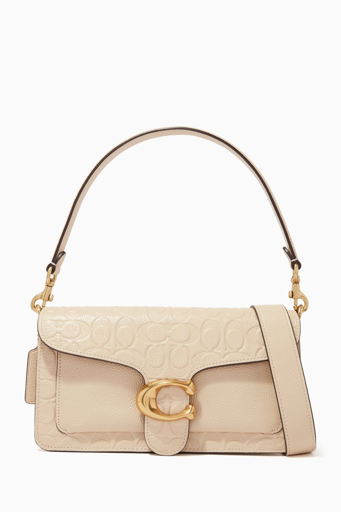 

Tabby 26 Logo Shoulder Bag in Pebbled Leather, Neutral