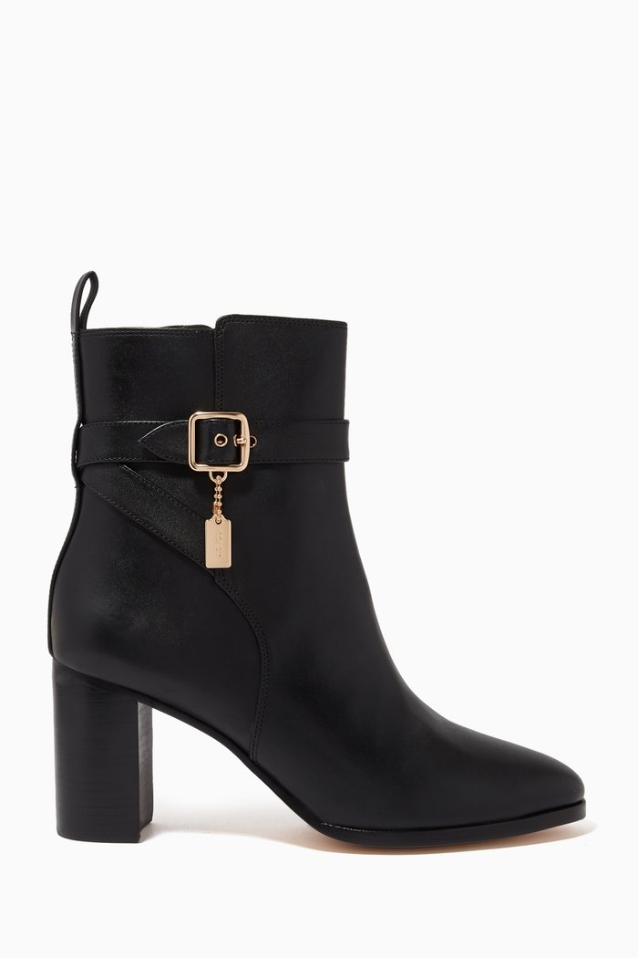 Olivia 90 Bootie in Leather, Black