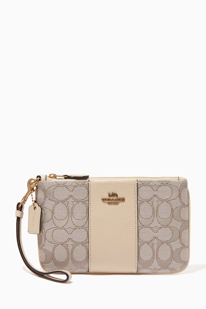 

Small Wristlet In Signature Jacquard, White