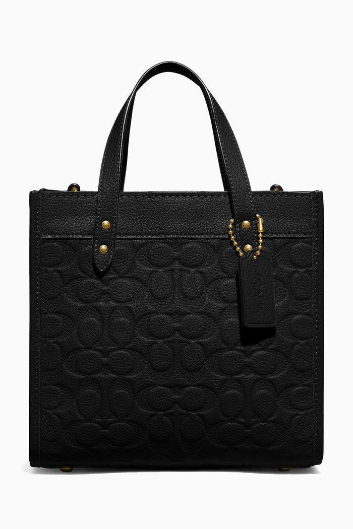 

Small Field Tote Bag in Signature-debossed Pebbled Leather, Black