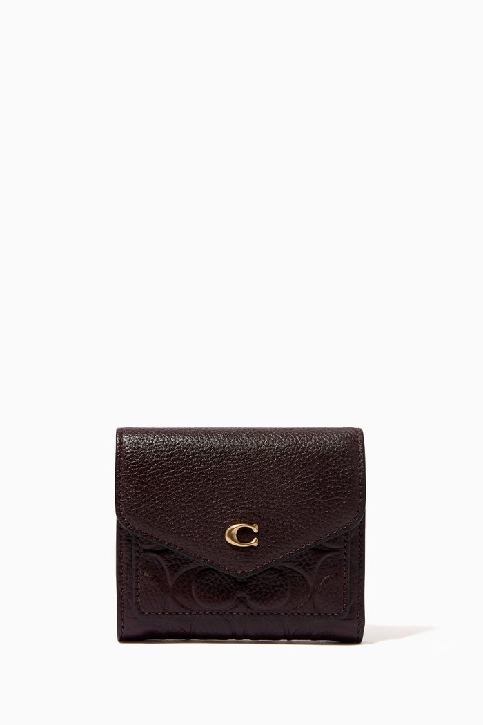 

Small Wyn Wallet in Signature Debossed Pebbled Leather, Red