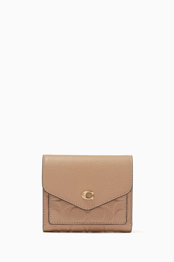 

Small Wyn Wallet in Signature Debossed Pebbled Leather, Neutral