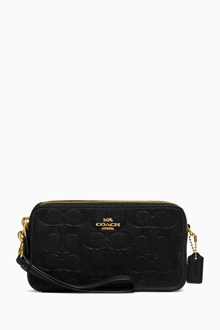 

Kira Crossbody Wallet in Signature Debossed Pebbled Leather, Black